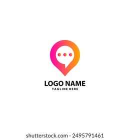Vector de diseño de logotipo pin chat