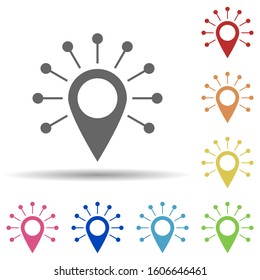 Pin, circles, logistics management in multi color style icon. Simple glyph, flat vector of business icons for ui and ux, website or mobile application