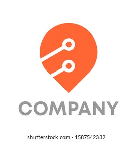 pin circuit logo icon design template sign