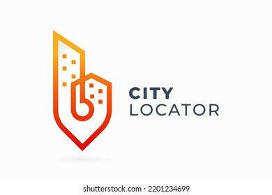 Pin city logo, city pin icon logo