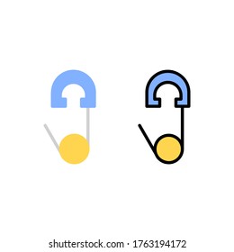pin, cloth and diaper icon. baby icon. perfect for website, application, background, info graphic, logo, game, software and presentation template. single icon design flat and filled line style