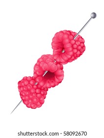 Pin for a cocktail with three berries of a raspberry.