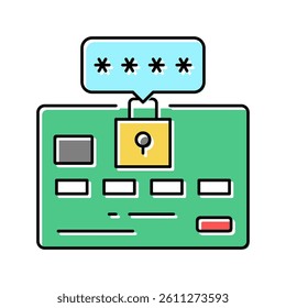 pin code card color icon vector. pin code card sign. isolated symbol illustration