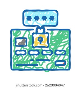 pin code card doodle icon sketch vector. pin code card sign. isolated symbol illustration