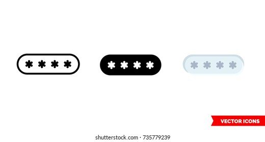 Pin code icon of 3 types: color, black and white, outline. Isolated vector sign symbol.