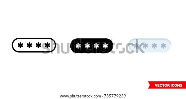 Pin code icon of 3 types: color,\
black and white, outline. Isolated vector sign\
symbol.
