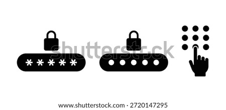 Pin code icon. Keypad icon. Code lock icon set. Password icon symbol collection