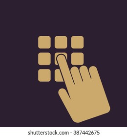 The pin code icon. Password and  unlock, access, identification, unlock symbol. Flat Vector illustration. Button