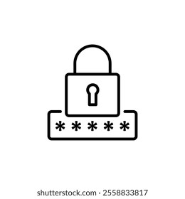Pin code icon.vector flat black linear illustration for web and app..eps