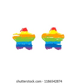 Pin code interface. Simple icon. Drawing sign with LGBT style, seven colors of rainbow (red, orange, yellow, green, blue, indigo, violet