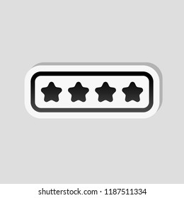 Pin code interface. Simple icon. Sticker style with white border and simple shadow on gray background