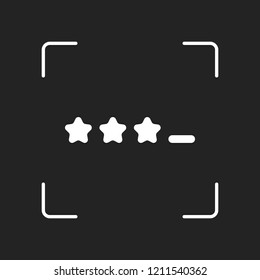 Pin code interface. Simple icon. White object in camera autofocus on dark background