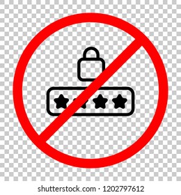 Pin code and lock. Simple icon. Not allowed, black object in red warning sign with transparent background - Powered by Shutterstock - Get 15% off with code: PIKWIZARD15