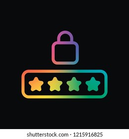 Pin code and lock. Simple icon. Rainbow color and dark background