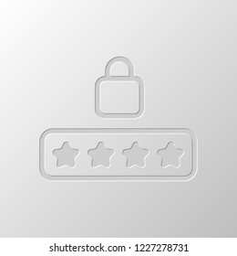 Pin code and lock. Simple icon. Paper design. Cutted symbol. Pitted style