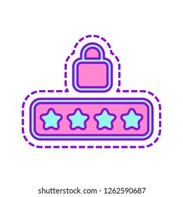 Pin code and lock. Simple icon. Colored sketch with dotted border on white background