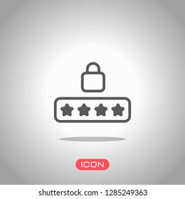 Pin code and lock. Simple icon. Icon under spotlight. Gray background