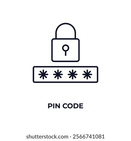 pin code outline icon. Linear vector from internet security concept. Thin line pin code icon isolated on white background