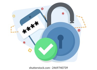 concepto de protección de Contraseña de código pin. concepto de protección de datos personales, ciberseguridad, antivirus, hacker y malware. para landing pages, iu de estado en blanco, infografías, iconos, etc.