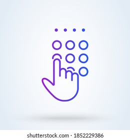 The pin code sign line icon or logo. Security code concept. Phone lock, Password and unlock vector linear illustration.