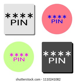 Pin Code. simple flat vector icon illustration on four different color backgrounds