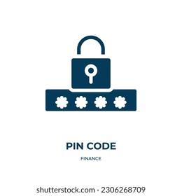 pin code vector icon. pin code, pin, code filled icons from flat finance concept. Isolated black glyph icon, vector illustration symbol element for web design and mobile apps