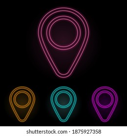 Pin Farbe Neon Set. Einfache dünne Linie, Umrissvektor von Web-Icons für i und ux, Website oder mobile Anwendung