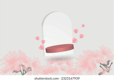 pin color podium background with the flowers it carries