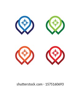 Pin Compass Logo Vector Template