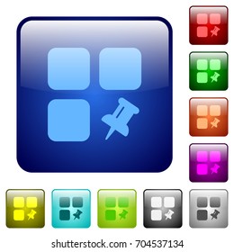 Pin component icons in rounded square color glossy button set