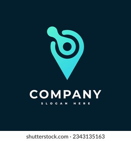 pin and connection logo icon and vector
