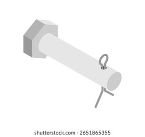 Pin with cotter pin isolated sign. Rigging connection