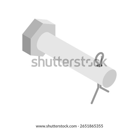 Pin with cotter pin isolated sign. Rigging connection