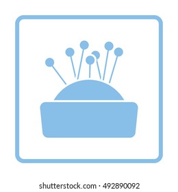 Pin cushion icon. Blue frame design. Vector illustration.