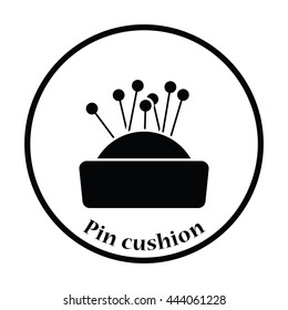 Pin cushion icon. Thin circle design. Vector illustration.