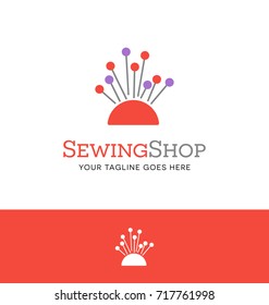 Pin cushion logo or icon design for a sewing, tailoring or alterations business. Vector illustration.