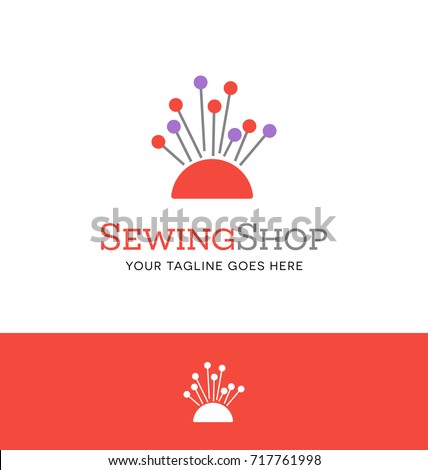 Pin cushion logo or icon design for a sewing, tailoring or alterations business. Vector illustration.