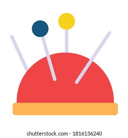
Almohadilla, aguja, alfiler, coser icono vectorial totalmente editable
