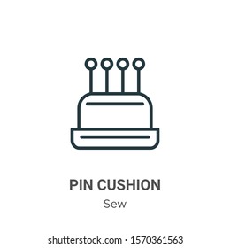 Pin cushion outline vector icon. Thin line black pin cushion icon, flat vector simple element illustration from editable sew concept isolated on white background