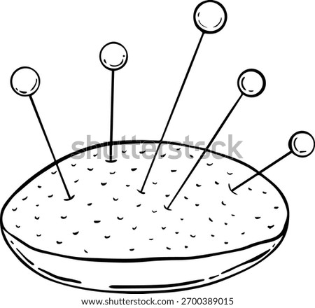 Pin cushion with pins doodle linear