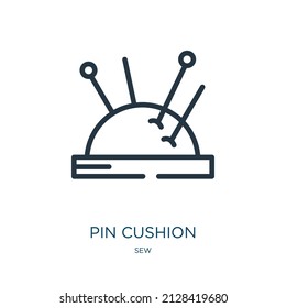 pin cushion thin line icon. needlework, sewing linear icons from sew concept isolated outline sign. Vector illustration symbol element for web design and apps.