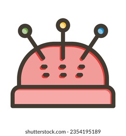 Pin Cushion Vector Thick Line Filled Colors Icon For Personal And Commercial Use.
