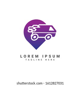 Pin Delivery Icon Logo Design Element,Logistic Truck Transport logo