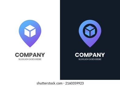 pin delivery location logo design, package sign vector symbol icon design, shop order delivery location pin, tracking box, receive the postal parcel, pick up point icon