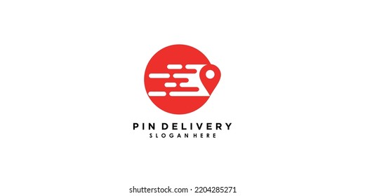 diseño de logotipo de entrega de pin con icono creativo vector premium