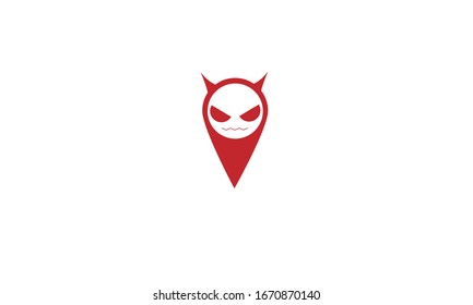 Pin Devil Scary Danger Area Logo Stock Vector