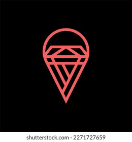 Pin diamond line modern creative logo design