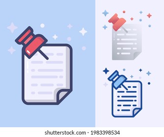 Pin document cartoon vector isolated icon Illustration
