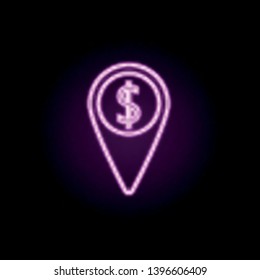 pin dollar neon icon. Elements of bank set. Simple icon for websites, web design, mobile app, info graphics