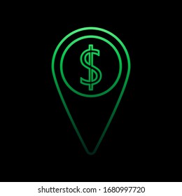 Pin-Dollar-Nolan-Symbol Einfache dünne Linie, Vektorillustration der Banksymbole für i und ux, Website oder mobile Applikationen
